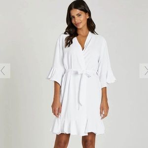 NWT Birdy Grey White Ruffle robe